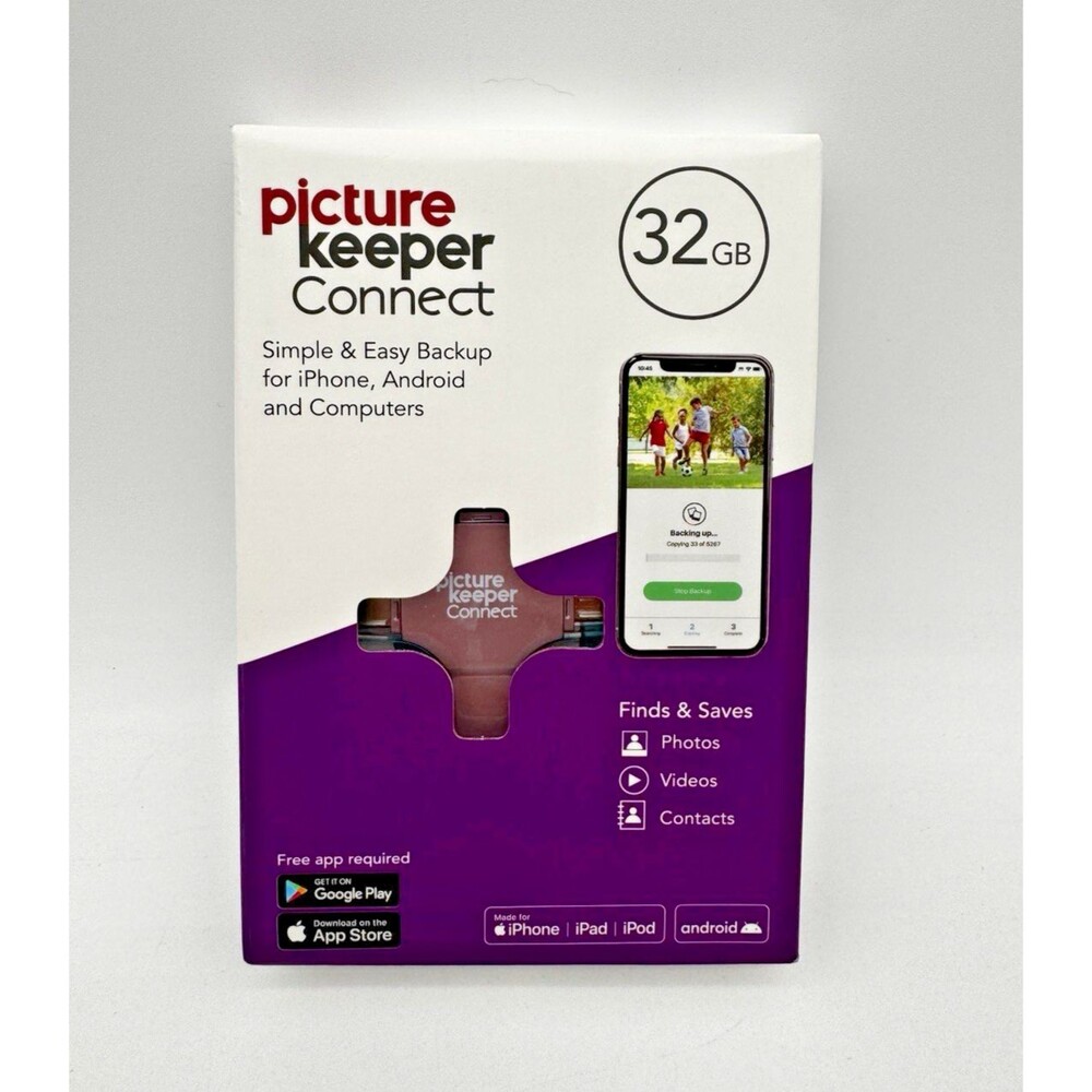 Picture Keeper Connect 32GB Photo Video Backup Apple/Android/Computers Storage